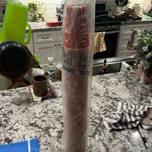 Sleeve of old school vintage retro style Coke red and white 10oz Dixie cups
